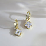 Gold Clover Drop Earrings - Moissanite - Luxsy Jewels