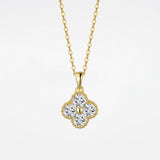 Gold Clover Pendant - Moissanite - Luxsy Jewels