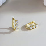 Gold Cluster Huggies Earrings - Moissanite - Luxsy Jewels