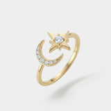Gold Crescent Ring - 925 Silver - Luxsy Jewels