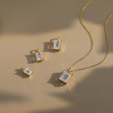 Gold Emerald Cut Neklace - Moissanite - Luxsy Jewels