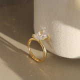 Gold Emerald Ring - Moissanite - Luxsy Jewels