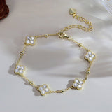 Gold Four Leaf Clover Bracelet - Moissanite - Luxsy Jewels