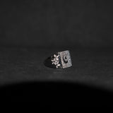 Iced Crescent Ring - White Gold - Luxsy Jewels