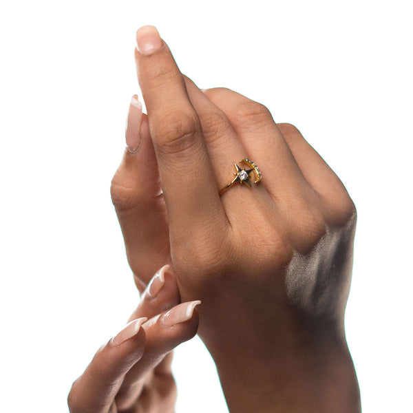 Luxsy Gold Crescent Ring - 925 Silver - Luxsy Jewels