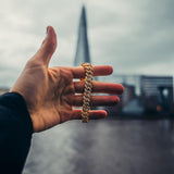 {PRE - ORDER} 14mm Diamond Cuban Prong Bracelet - Gold - Luxsy Jewels