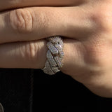 Prong Cuban Ring - 18K White Gold - Luxsy Jewels