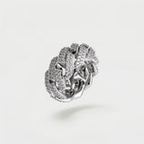 Prong Cuban Ring - 18K White Gold - Luxsy Jewels