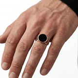 Round Onyx Signet Ring - Gold - Luxsy Jewels