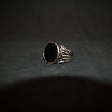Round Onyx Signet Ring - Silver - Luxsy Jewels