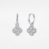 Silver Clover Drop Earrings - Moissanite - Luxsy Jewels