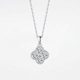 Silver Clover Pendant - Moissanite - Luxsy Jewels
