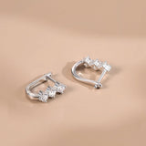 Silver Cluster Huggies Earrings - Moissanite - Luxsy Jewels