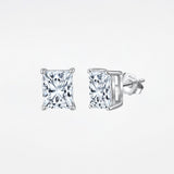 Silver Emerald Cut Earrings - Moissanite - Luxsy Jewels