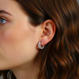 Silver Emerald Cut Huggies - Moissanite - Luxsy Jewels