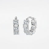 Silver Emerald Cut Huggies - Moissanite - Luxsy Jewels