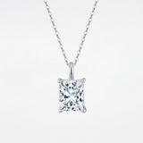 Silver Emerald Cut Neklace - Moissanite - Luxsy Jewels