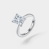 Silver Emerald Ring - Moissanite - Luxsy Jewels