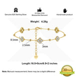 Silver Four Leaf Clover Bracelet - Moissanite - Luxsy Jewels