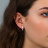Silver Huggie Hoop Earrings - Moissanite - Luxsy Jewels