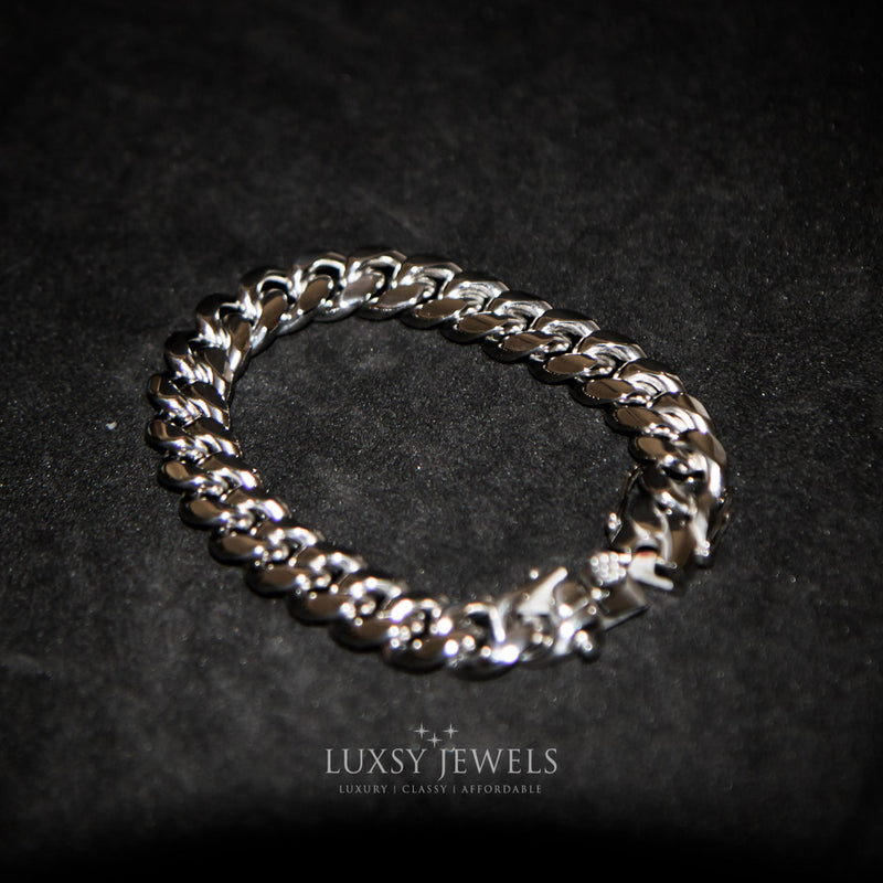 12mm Miami Cuban Bracelet - Silver - Luxsy Jewels