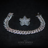Luxsy Star Ring + Cuban Bracelet - 18K White Gold - Luxsy Jewels