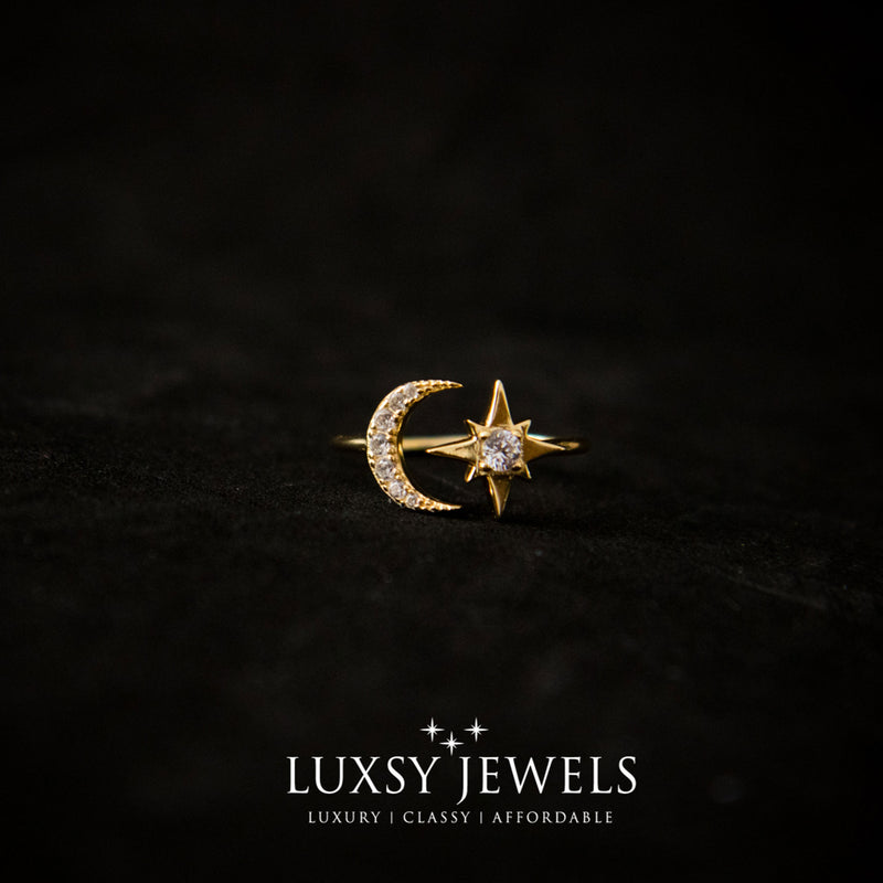 Luxsy Gold Crescent Ring - 925 Silver - Luxsy Jewels