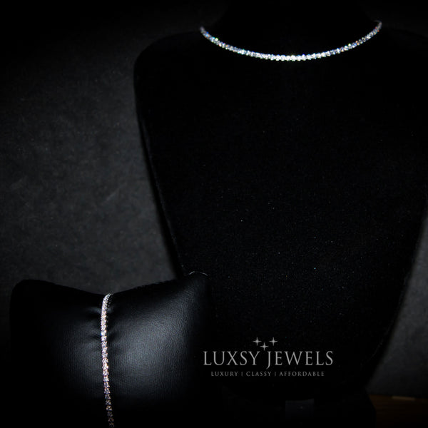 Leah Choker + Slider Bracelet Gift Set - 925 Silver - Luxsy Jewels
