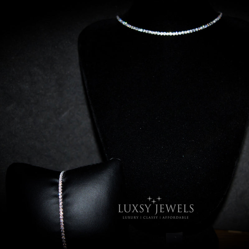 Leah Choker + Slider Bracelet Gift Set - 925 Silver - Luxsy Jewels