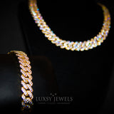 12mm Iced Cuban Prong Set - 18K Gold - Luxsy Jewels