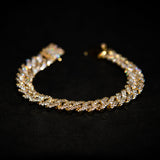 12mm Prong Cuban Bracelet - Gold - Luxsy Jewels