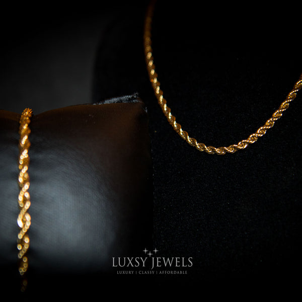 Rope Chain + Bracelet Set - Gold - Luxsy Jewels