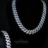 14mm Diamond Prong Cuban Chain + Bracelet Set - Luxsy Jewels