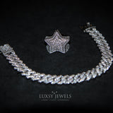 Luxsy Star Ring + Cuban Bracelet - 18K White Gold - Luxsy Jewels