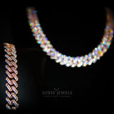 12mm Iced Cuban Prong Set - 18K Rose Gold - Luxsy Jewels