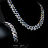 14mm Diamond Prong Cuban Chain + Bracelet Set - Luxsy Jewels