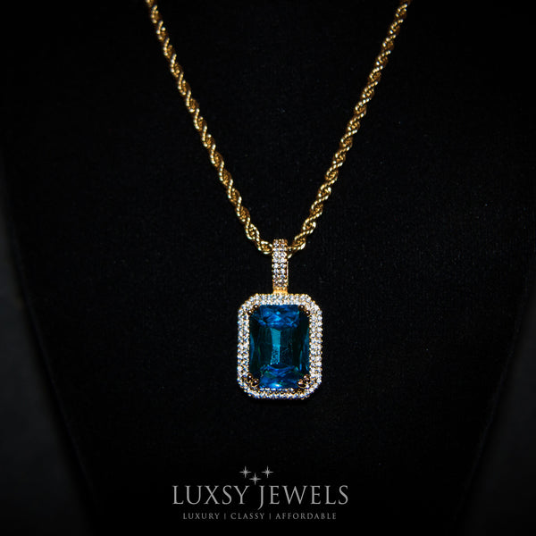 Blue Sapphire Pendant Chain - 18K  Gold - Luxsy Jewels