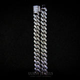 14mm Diamond Cuban Prong Chain - White Gold - Luxsy Jewels