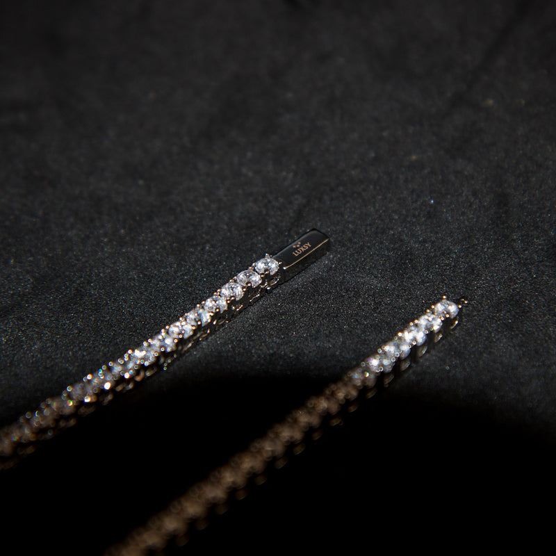 Luxsy 3mm Tennis Chain - White Gold - Luxsy Jewels