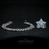 Luxsy Star Ring + Cuban Bracelet - 18K White Gold - Luxsy Jewels