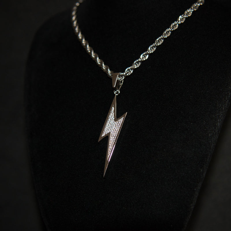 Lightning Bolt Pendant - 18K White Gold - Luxsy Jewels