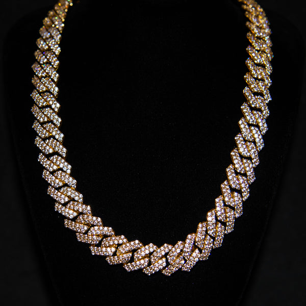 14mm Diamond Cuban Prong Chain - Gold - Luxsy Jewels