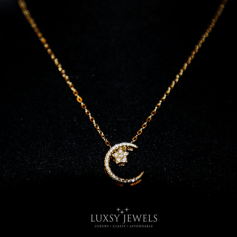 Gold Luxsy Crescent Necklace - 925 Silver - Luxsy Jewels