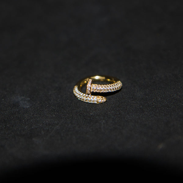 Gold Iced Nail Ring - 925 Silver - Luxsy Jewels