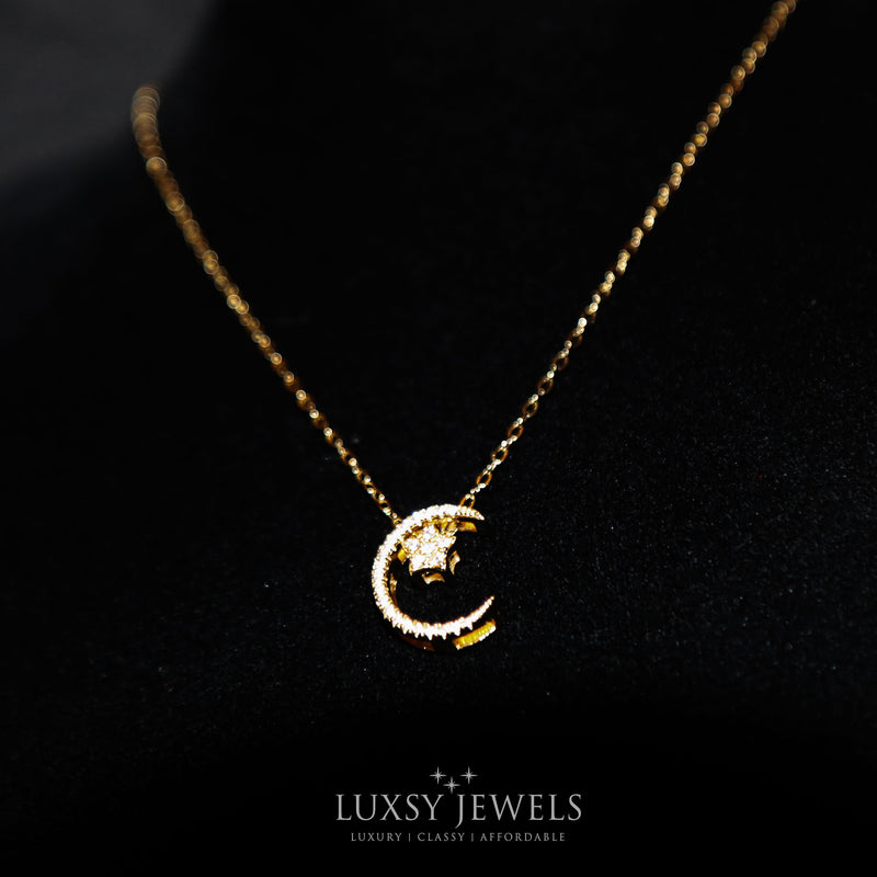Gold Luxsy Crescent Necklace - 925 Silver - Luxsy Jewels