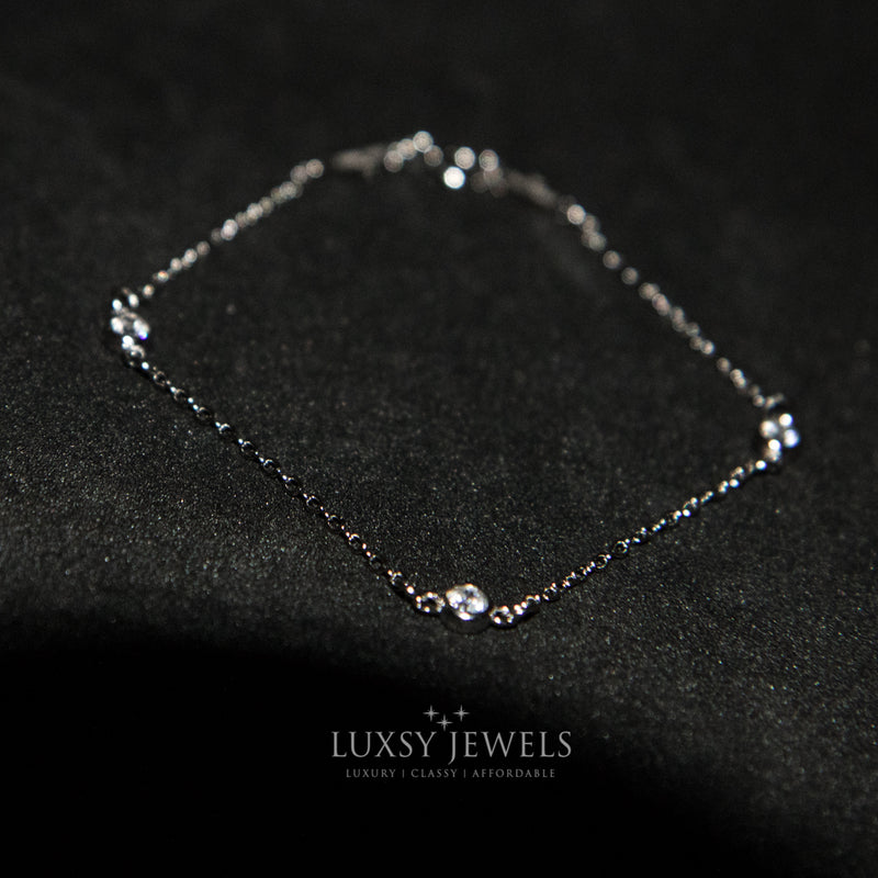 Triple Stone Aaliyah Bracelet - 925 Silver - Luxsy Jewels