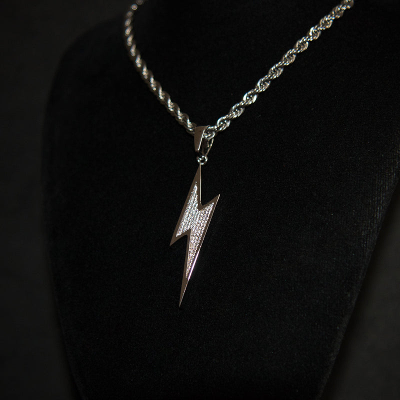 Lightning Bolt Pendant - 18K White Gold - Luxsy Jewels