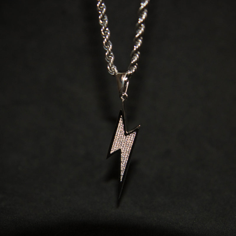 Lightning Bolt Pendant - 18K White Gold - Luxsy Jewels