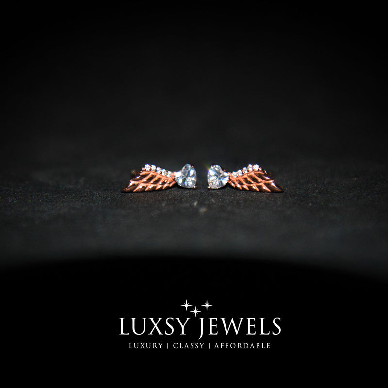 Luxsy Angel Wings Earring - Rose Gold - Luxsy Jewels
