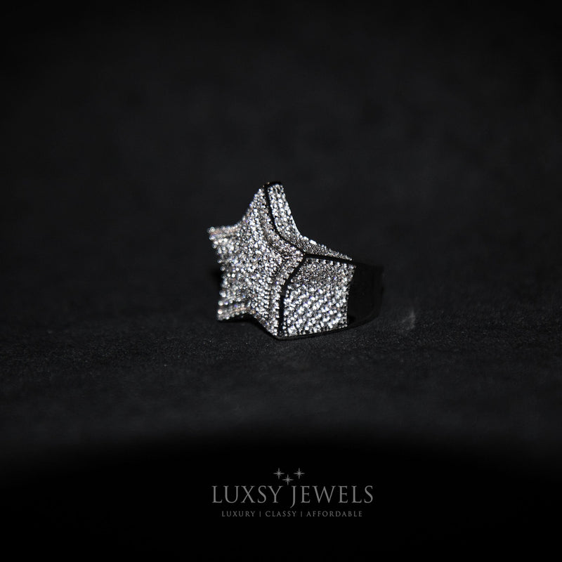 Luxsy Diamond Star Ring - White Gold - Luxsy Jewels